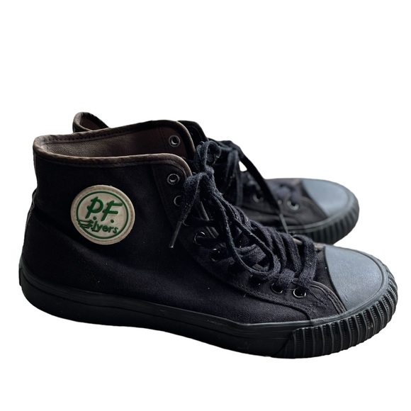 P.F. Flyers Other - PF Flyers High Top Sandlot Canvas Sneakers Black- Green White Logo Men’s 10